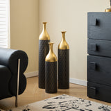 3-Piece Handcrafted Metal Floor Vase Set