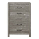 Rustic Gray Chest of Drawers with Black Metal Hardware