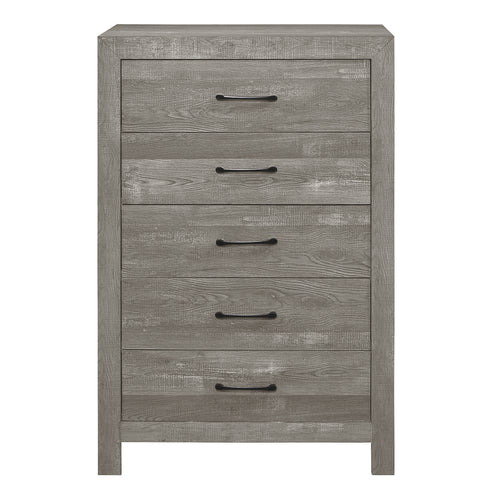 Rustic Gray Chest of Drawers with Black Metal Hardware