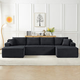 Compressible U-Shaped Sectional Sofa, Corduroy Cloud Couch