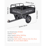 Steel Dump Cart 10 Cu. Ft 500LB for ATV/UTV Trailer Tow Behind Heavy Duty
