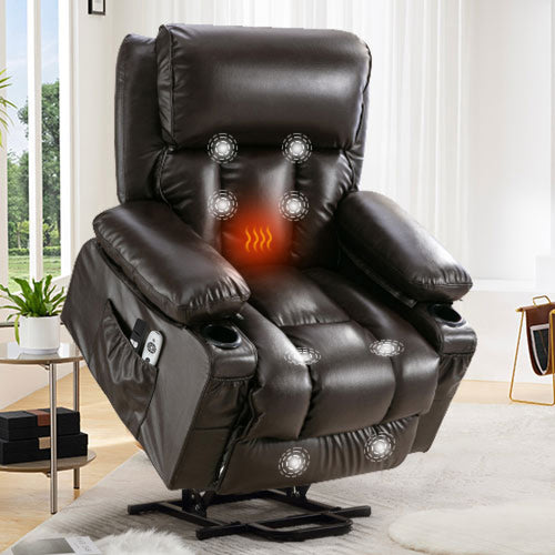 Power Electric Lift Chair with Heat, Massage, Vibration, Brown
