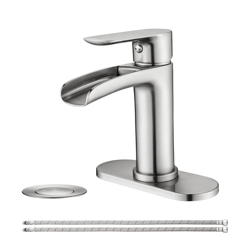 Waterfall Single Handle Bathroom Sink Faucet Brushed Nickel