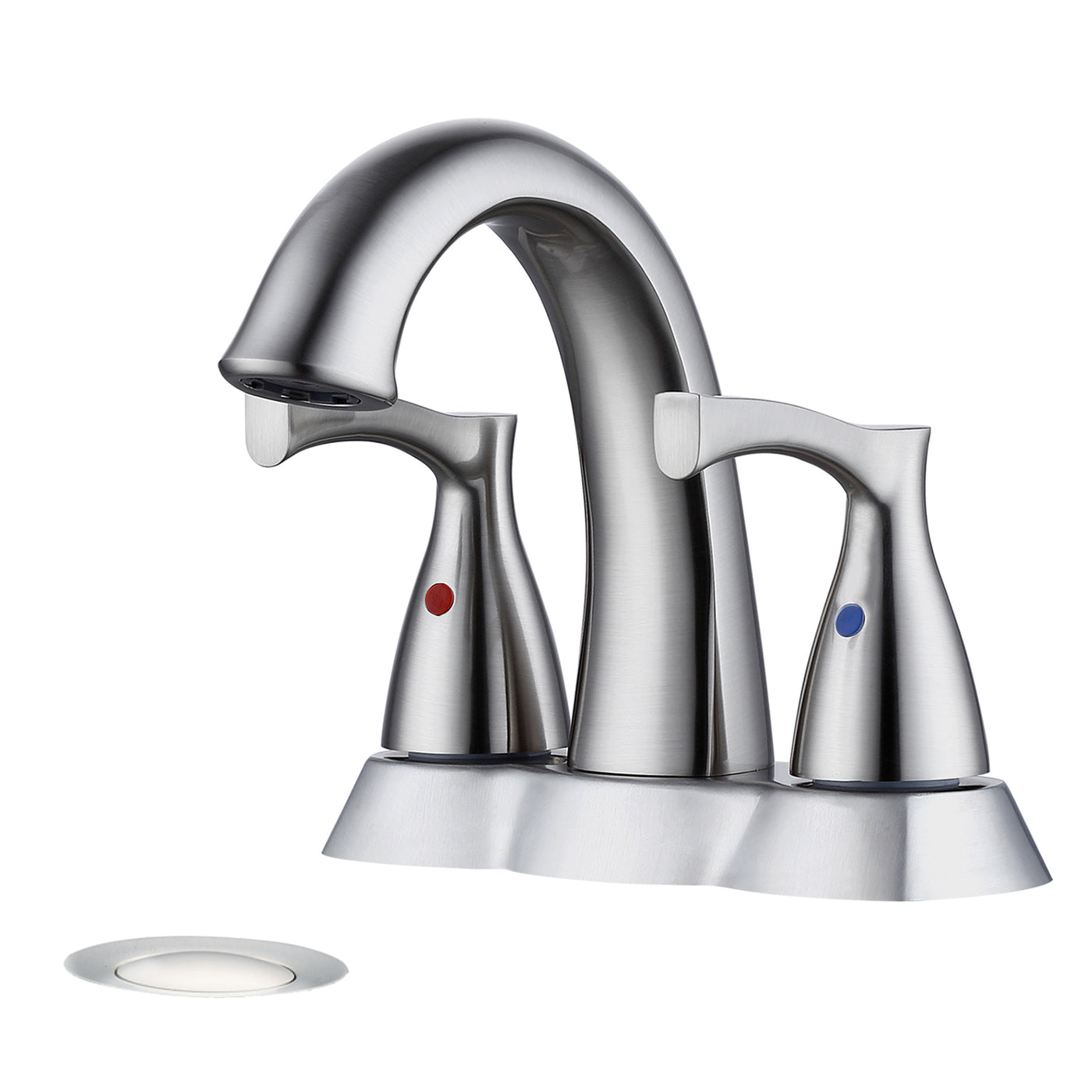2 Handle 4 Inch Centerset Bathroom Sink Faucet Brushed Nickel