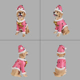 Christmas Labrador Retriever Statue, Holiday Dog Figurine in Pink Santa Outfit