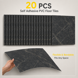 Peel and Stick PVC Vinyl Flooring Easy DIY Self-Adhesive Tiles 20-Piece Pack