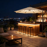Cantilever Patio Umbrella 9.7ft Solar LED UPF 30
