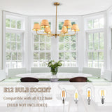 38" Gold 6-lamp Chandelier with Hand-Woven Rattan Lampshade