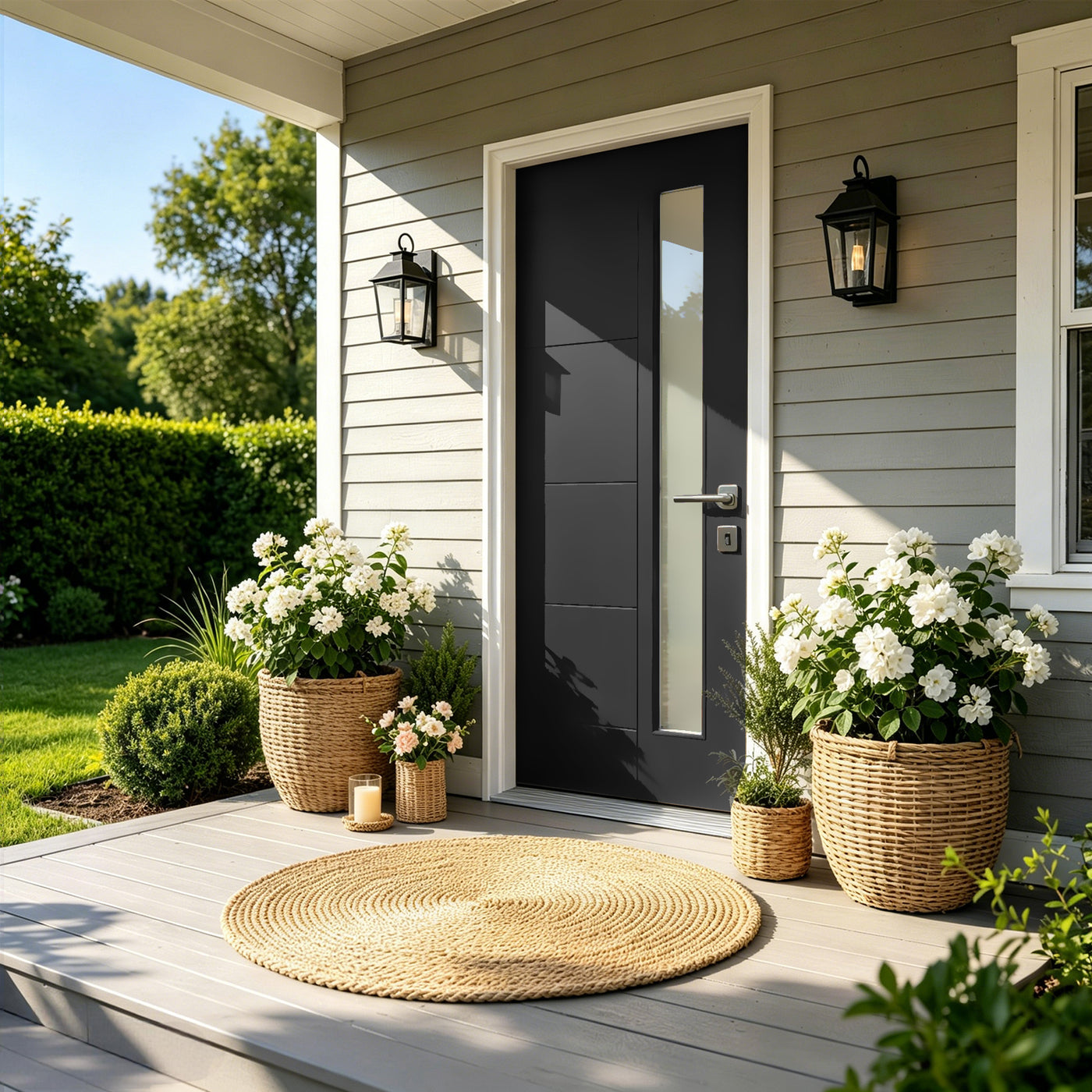 36"x80" Fiberglass Front Door Left-Hand Inswing with PVC Frame