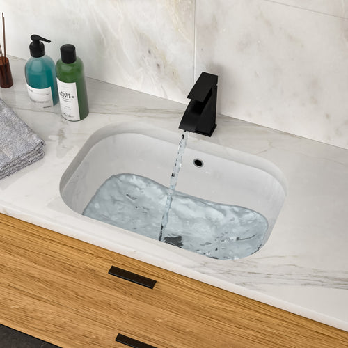 White Ceramic Undermount Bathroom Sink 22' x 15' x 8.3' Modern European Design w