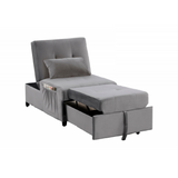 Gray Velvet Adjustable Sleeper Chaise Lounge 72"L x 27"W