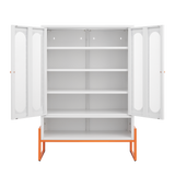 White Metal Double Door Shoe Cabinet 31.49"x13.77"x46.45