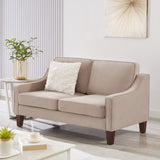 Taupe Velvet Loveseat Sofa with Removable Covers