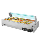 Commercial Food Warmer, 1500W Electric Stainless Steel Steam Food Warmer with Gl