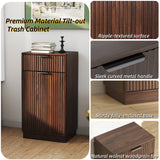 Walnut Woodgrain Tilt-Out Trash Can Cabinet Wave Drawer