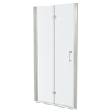 Frameless Shower Door 32"W x 72"H Tempered Glass Brushed Silver