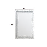 Accent Wall Mirror - Beveled Mirrored Trim - Faux Crystal Inlay