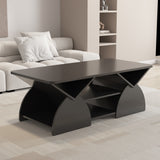 Round Engineered Wood Coffee Table with Storage Black