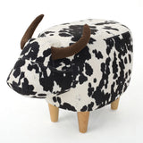 Fabric Ottoman White/Black