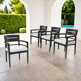 Set of 4 Outdoor Aluminum Dining Chairs Sunbrella Cushions