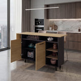 Korega TRB Kitchen Island Modern Kitchen Island with Storage Cabinet Drawers