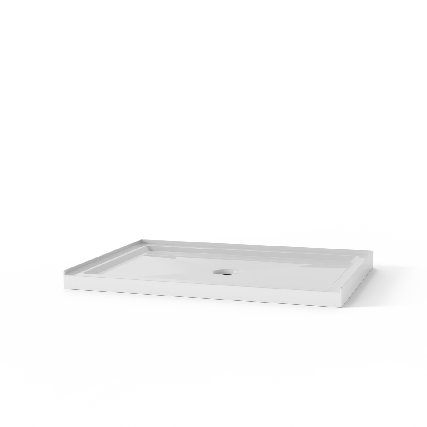 White Acrylic Shower Base 32x48 Anti-Slip Center Drain Single Threshold