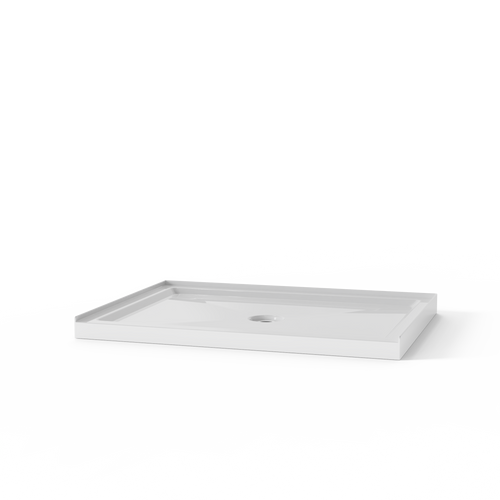 White Acrylic Shower Base 32x48 Anti-Slip Center Drain Single Threshold