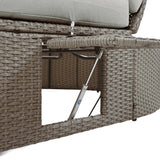 Outdoor Reclining Daybed Rattan Gray 3-Position Adjustable