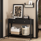Engineered Wood Console Table with Storage Black