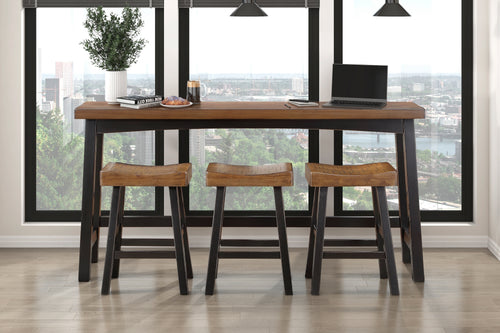 4-Piece Counter Height Dining Set Black Brown Rubberwood