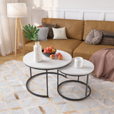 Round Wood Nesting Tables Set of 2 White