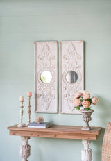 Large Wooden Wall Art Panels with Mirror Accents 17" x 48