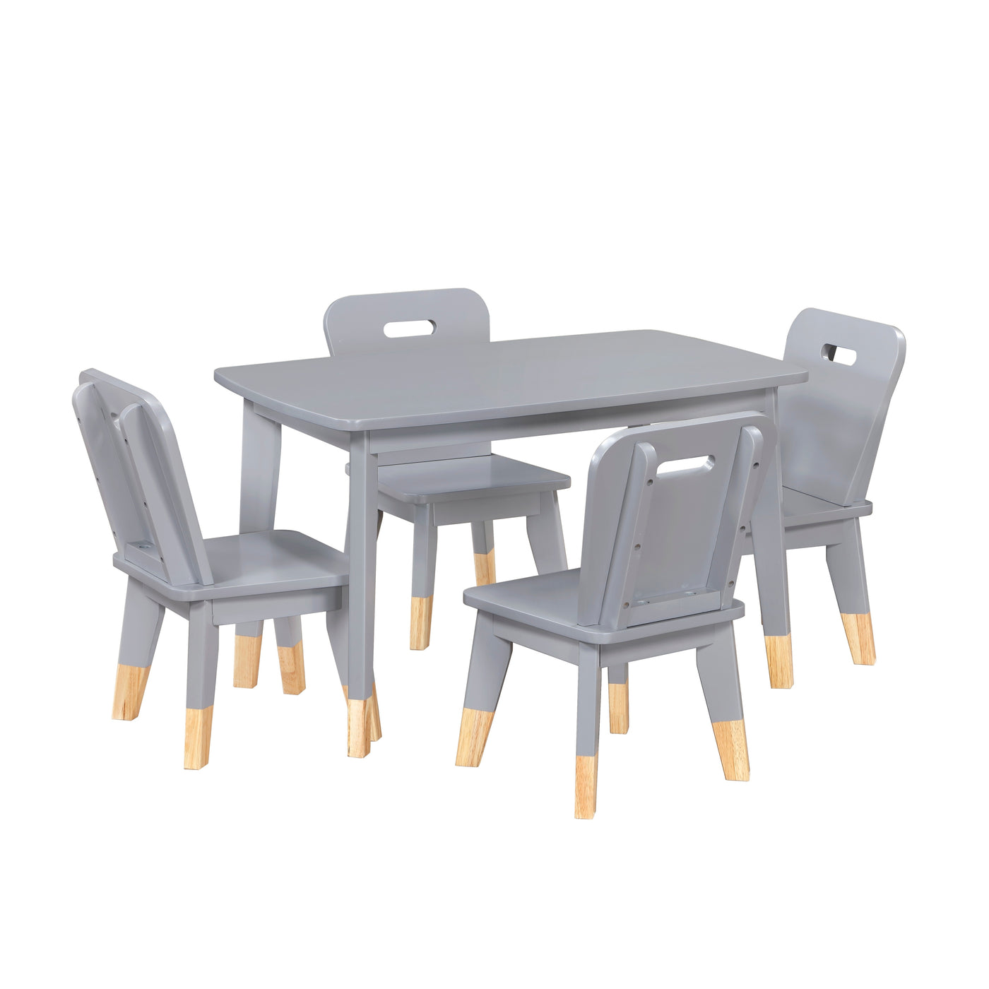 Gray 5-Piece Children's Table and Chairs Set Wood Frame