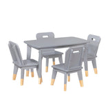 Gray 5-Piece Children's Table and Chairs Set Wood Frame