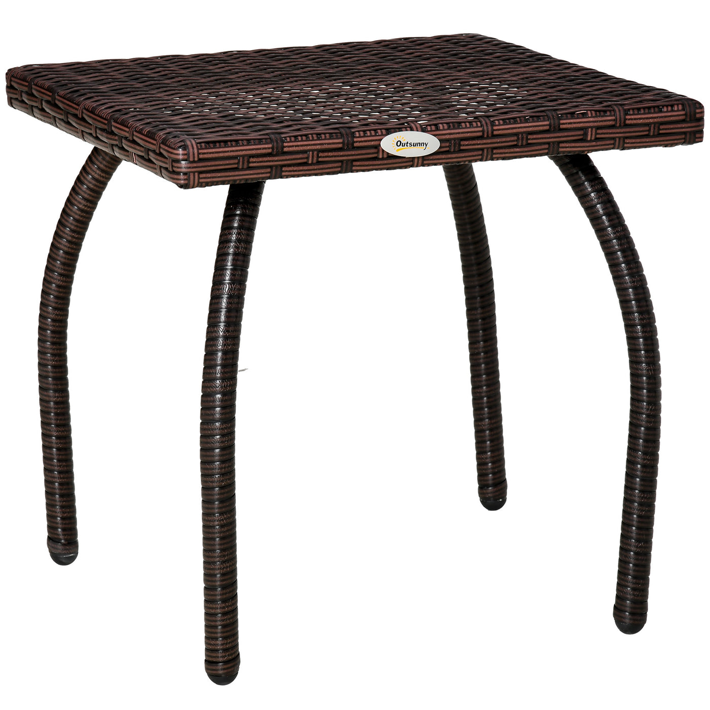 Small Square Rattan Side Table, Brown All-Weather Wicker