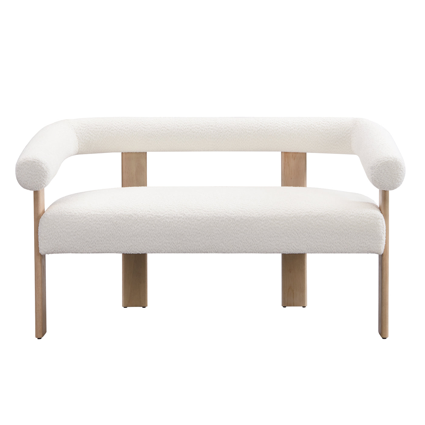 Round armrest loveseat(Beige+Natural)