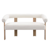 Round armrest loveseat(Beige+Natural)