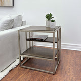 3-Piece Coffee and End Table Set, Wood with Metal Frame