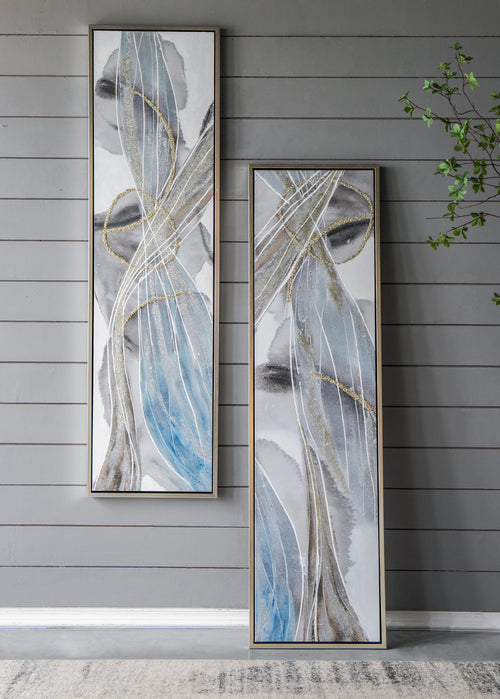 Modern Abstract Oil Paintings Set of 2, 20" x 71