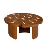 Round Engineered Wood Coffee Table Brown/Yellow