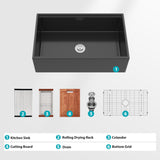 33" Matte Black Farmhouse Kitchen Sink Workstation
