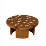 Round Engineered Wood Coffee Table Brown/Yellow