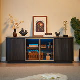 Modern 64" Wavy TV Cabinet with LED Lights Black