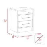Nightstand with Two Drawers and Cabinet, Smokey Oak/White