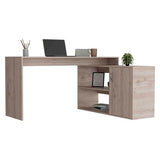 L-Shaped Writing Desk - Two Shelves - Single Door Cabinet