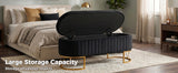 Storage Bench Bedroom Bench, Velvet Oval Upholstered End of Bed Bench