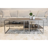 3-Piece Coffee and End Table Set, Wood with Metal Frame