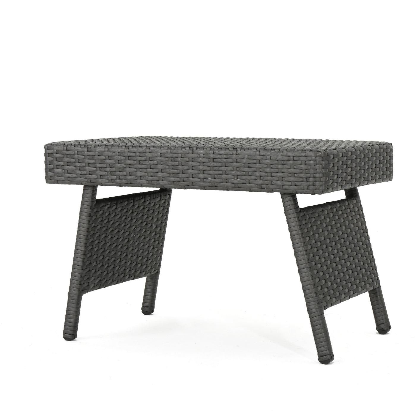 Outdoor Wicker Rectangular Dining Table Grey