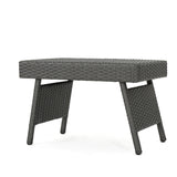 Outdoor Wicker Rectangular Dining Table Grey