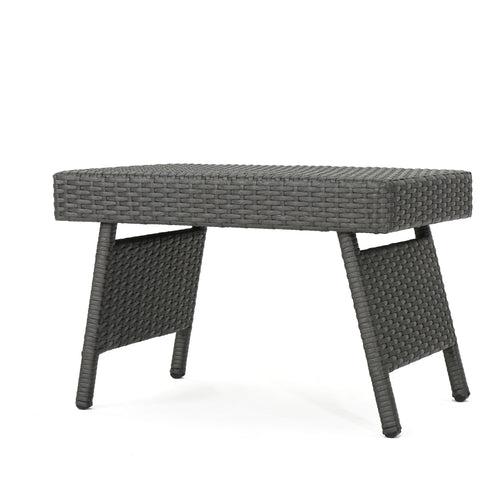 Outdoor Wicker Rectangular Dining Table Grey